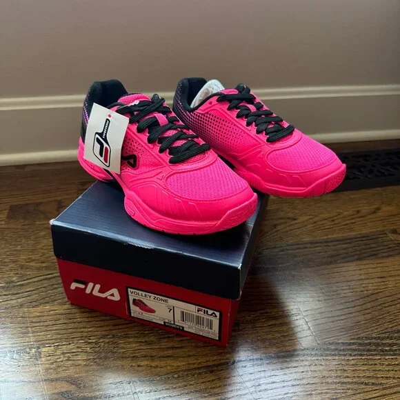 Fila Women’s Volley Zone PICKLEBALL Shoes – Knockout Pink/Black – Size 7, NEW